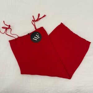 White Fox Red Ribbed Midi Dress